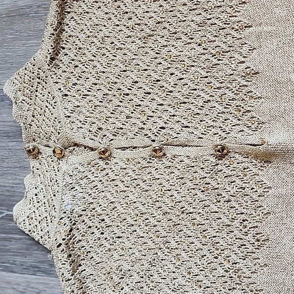 St. John Metallic Gold Sleeveless Blouse - Picture 10 of 16